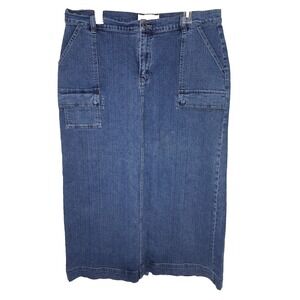 Vintage Eddie Bauer Size 18 Long Maxi Denim Skirt‎ Stretch Classic Modest
